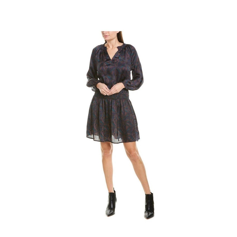 New Velvet By Graham & Spencer Maine Drop Waist Dress Smoked Ruffle Cutout XL